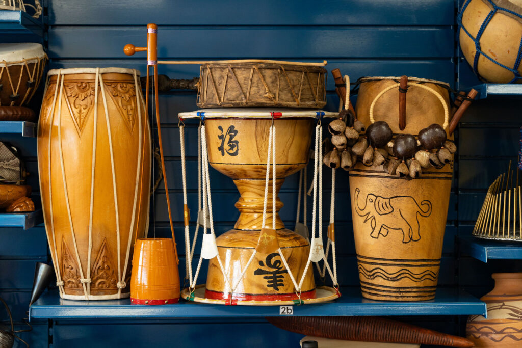 Instruments from The Evelyn Glennie Collection (which holds over 3,800 instruments).